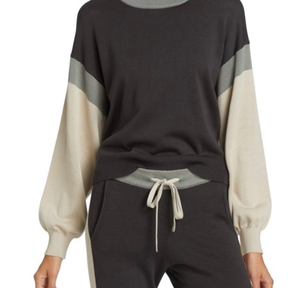 MONROW Color Block Gray/Tan Two-Piece Knit Jogger Set Size S/M - Picture 15 of 15